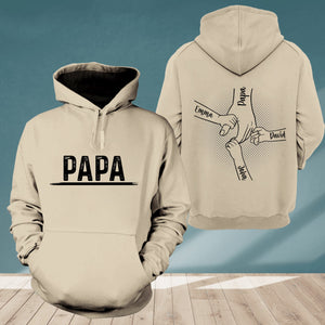 Papa And Kids- Custom Names - Personalized 2 Sides Hoodie - Gift For Family