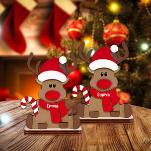 Rudolph The Red-Nosed Reindeer, Personalised Wooden Place Names - Christmas Gift For Family - Standing Reindeer Table Decoration