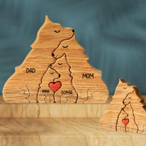 Personalized Puppies Family Puzzle Wooden - Wooden Pet Carvings, Gift For Family, Gift For Couple