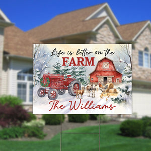 Life Is Better On The Farm - Personalized Family Name Lawn Sign, Yard Sign, Gift For Family