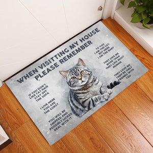 Personalized Welcome To Cat's House Doormat Fall Vibe, Cat Lover Gift