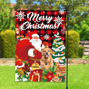 Merry Christmas Pet - Personalized Pet Photo And Name Flag - Christmas Gift, Gift For Pet Lovers