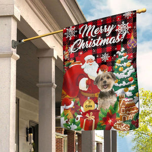 Merry Christmas Pet - Personalized Pet Photo And Name Flag - Christmas Gift, Gift For Pet Lovers