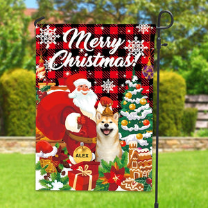 Merry Christmas Pet - Personalized Pet Photo And Name Flag - Christmas Gift, Gift For Pet Lovers